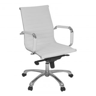 Regency Seating Solace White Leather Swivel Office Chair (WhiteWeight capacity: 250 poundsSeat size: 17 inches long x 20 inches wideBack size: 21 inches long x 18 inches wideSeat height: 18 23 inchesDimensions: 23 inches wide x 26 inches deep x 38 inches 