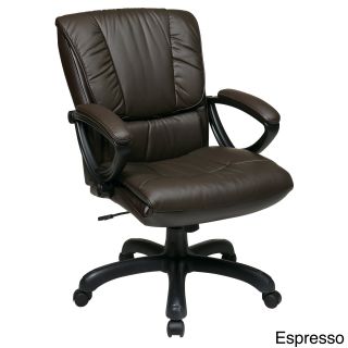 Office Star Products Work Smart Mid back Deluxe Coated Leather Executive Chair (Black, espresso, wine Weight capacity: 250 lbs Dimensions: 40.25 inches high x 25.5 inches wide x 30 inches deep Seat size: 21 inches wide x 19.5 inches deep x 5 inches tall B