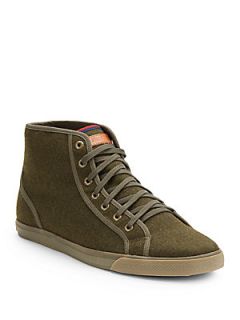 Breckon Flannel High Top Sneakers   Olive