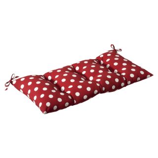 Pillow Perfect Outdoor Red/ White Polka Dot Tufted Loveseat Cushion (Red/whitePattern: Polka dotMaterials: 100 percent polyesterFill: 100 percent virgin polyester fiberClosure: Sewn seam Weather resistantUV protectedCare instructions: Spot clean Dimension