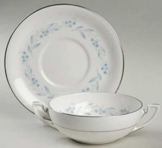 Royal Worcester Bridal Wreath Flat Cream Soup Bowl & Saucer Set, Fine China Dinn