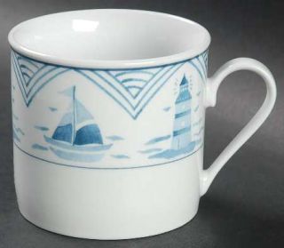 Lynns China Blue Lighthouse Flat Cup, Fine China Dinnerware   Blue Lighthouses