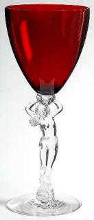 Cambridge Nudes Carmen (Ruby) Water Goblet   Stem 3011, Ruby Bowl, Sculpted Stem