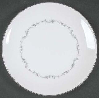 Royal Doulton Coronet Luncheon Plate, Fine China Dinnerware   Gray Scroll On Whi