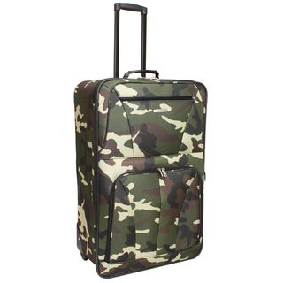 Rockland Camouflage 28 inch Expandable Rolling Upright (CamouflageWeight: 8.6 poundsPockets: Two (2) front pockets, one (1) main compartmentInternally stored retractable handleErgonomic and comfortable padded top and side grip handlesWheel type: Inline sk