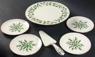 Lenox China Holiday (Dimension) 6 Pc) Dessert Set (Footed Cake, Server & 4 Plate