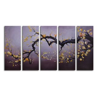 Japanese Branch Charcoal Sky 5 Piece Canvas Wall Art   60W x 32H in. Multicolor