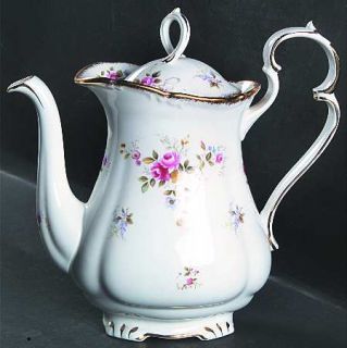 Royal Albert Tenderness Coffee Pot & Lid, Fine China Dinnerware   Roses, Blue&Ye