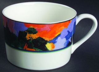 Christopher Stuart Van Gogh Flat Cup, Fine China Dinnerware   Multicolor Abstrac