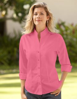 Wrinkle free Pinpoint Stand collar Shirt, Pink Bliss, 6
