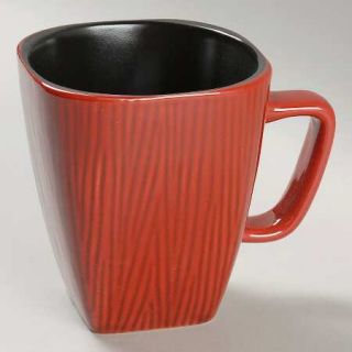 Home Essentials Red Bamboo Mug, Fine China Dinnerware   All Red/Black,Textured,C