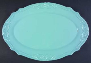  Vanessa Blue 18 Oval Serving Platter, Fine China Dinnerware   All Blue