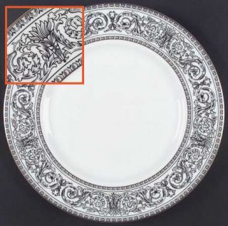 Royal Doulton Baronet Dinner Plate, Fine China Dinnerware   Black Scroll Rim On