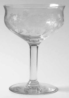 Central Glass Works Thistle Champagne/Tall Sherbet   Stem 528, Etched Thistle De