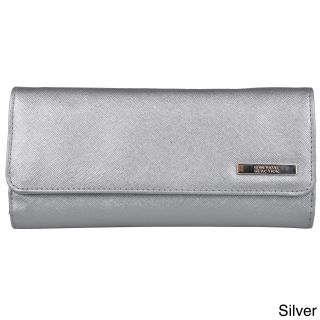 Kenneth Cole Reaction Womens Elongated Clutch Wallet With Textured Vinyl Exterior