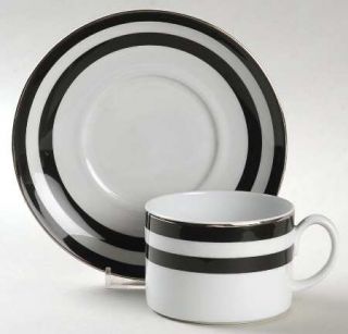 Ralph Lauren Spectator Black Flat Cup & Saucer Set, Fine China Dinnerware   Tabl