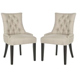 Ashley Antique Gold Side Chair (set Of 2) (Antique goldIncludes: Two (2) chairsMaterials: Birchwood and viscose/ linen fabricFinish: EspressoSeat dimensions: 18.1 inches width and 16.7 inches depthSeat height: 19.5 inchesDimensions: 36.4 inches high x 22 