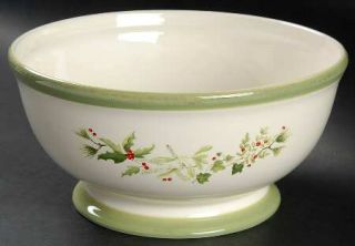 Park Designs Holly&Ivy 8 Round Serving Bowl, Fine China Dinnerware   Green Band