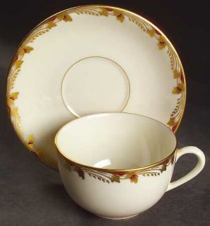 Lenox China Essex Maroon (Smooth) Oversized Cup & Saucer Set, Fine China Dinnerw