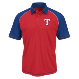 MLB Mens Texas Rangers Synthetic Polo T Shirt   Red/Blue (M)