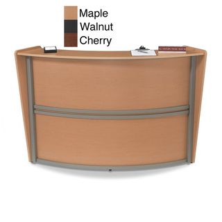 Ofm Maple Single Unit Curved Reception Station (Maple Materials: Wood, melamine, steelFinish: MapleDimensions: 45.5 inches high x 69.5 inches wide x 33.5 inches deepWork surface dimensions: 28.75 inches high x 42 inches wide 19.75 inches deepTransaction t