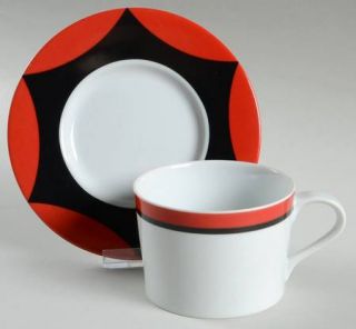 Block China Ruby Flat Cup & Saucer Set, Fine China Dinnerware   Spal,Jewels,Red