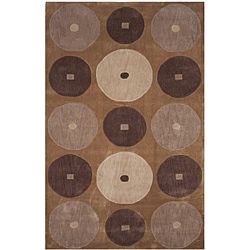 Dynasty Hand tufted Brown/ Ivory Rug (79 X 109) (Polyacrylic Pile height: 1.5 inchesStyle: TraditionalPrimary color: BrownSecondary color: Ivory, tanPattern: Geometric Tip: We recommend the use of a non skid pad to keep the rug in place on smooth surfaces