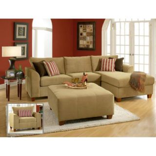 Chelsea Home Jefferson Sectional and Chair with Ottoman Set   Bella Coffee
