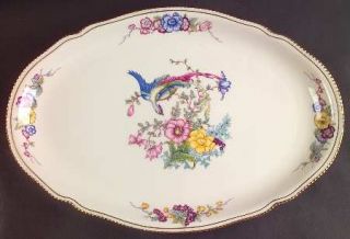 Castleton (USA) Phoenix 16 Oval Serving Platter, Fine China Dinnerware   Beaded