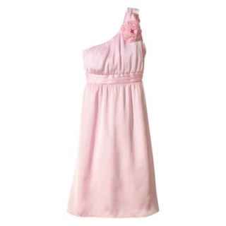 TEVOLIO Womens Satin One Shoulder Rosette Dress   Pink Lemonade   2