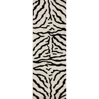 Nuloom Zebra Animal Pattern Black/ White Wool Rug (26 X 12) (IvoryPattern: AnimalTip: We recommend the use of a non skid pad to keep the rug in place on smooth surfaces.All rug sizes are approximate. Due to the difference of monitor colors, some rug color