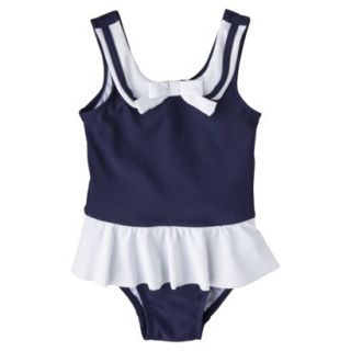 Circo Infant Toddler Girls 1 Piece Sailor Swimsuit   Navy 4T