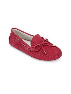 Tods Kids Pebbled Leather Driver Loafer   Cherry