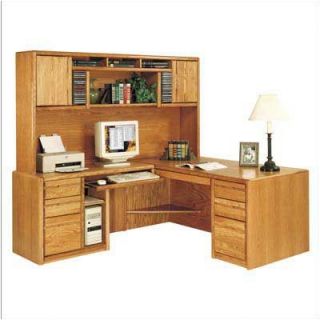 Martin Home Furnishings Contemporary L Shape Executive Desk with Hutch Top (L