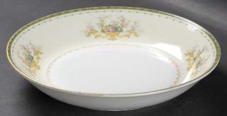 Meito Dorothy Coupe Soup Bowl, Fine China Dinnerware   Green Border,Floral Spray