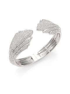 Adriana Orsini Pave Hinged Bangle Bracelet   Silver