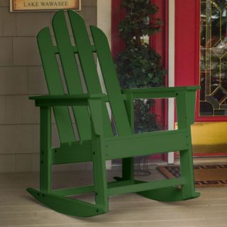 POLYWOOD Recycled Plastic Long Island Adirondack Rocking Chair   Green   PW608