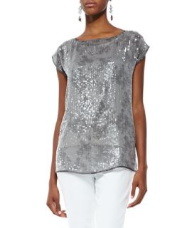 Womens Sequin and Silk Top   Eileen Fisher