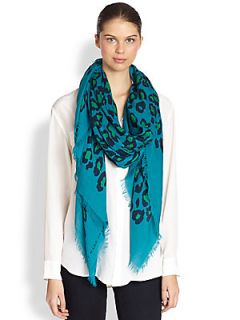 Marc by Marc Jacobs Sasha Leopard Scarf   Teal