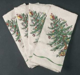 Spode Christmas Tree Green Trim Set of 4 20 Cloth Napkin, Fine China Dinnerware