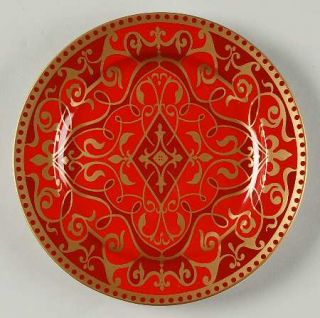 222 Fifth (PTS) Ornamental Scroll Salad Plate, Fine China Dinnerware   Gold Scro