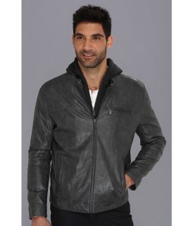 Kenneth Cole Reaction Faux Leather Hipster with Hood Mens Coat (Gray)