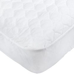 Abc Waterproof Quilted Cradle Mattress Pad (WhiteWaterproof Middle layer is a soft fillerVinyl backingMachine wash warm, tumble dry medium, non chlorine bleach when neededElastic all around to secure in placeMaterials: 100 percent cotton top layer, 100 pe