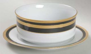Christian Dior Gaudron Onyx (Gold) Gravy Boat with Attached Underplate, Fine Chi