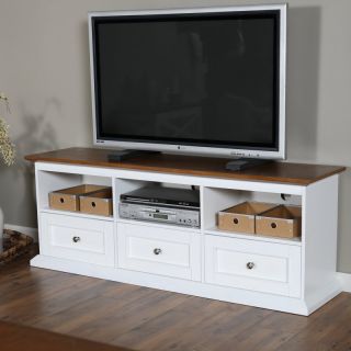  Belham Living Hampton TV Stand with Drawers   White/Oak   KG 043A WO