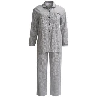 Calida Souk Classic Single Jersey Pajamas   Long Sleeve (For Women)   BLACK (L )