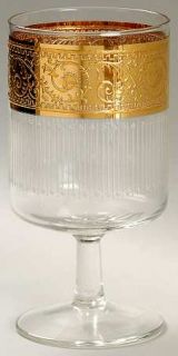 Starlyte S7t3 Water Goblet   Gold Scrolls, White Lines, Barware