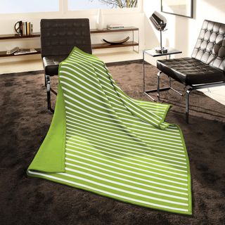 Angelo:home Woven Stripe Parrot Throw (Green, ivoryMaterials: 86 percent acrylic, 7 percent cotton, 7 percent polyesterCare instructions: Machine wash, tumble dry Dimensions: 55 inches wide x 70 inches long 100 percent made in GermanyThe digital images we