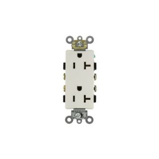 Leviton 16342W Electrical Outlet, Decora Plus Duplex Receptacle 20A, Commercial Grade, Self Grounding White