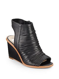Fain Strappy Leather Wedges   Black